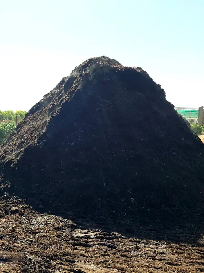 Loose bulk compost stockpile ready for loading