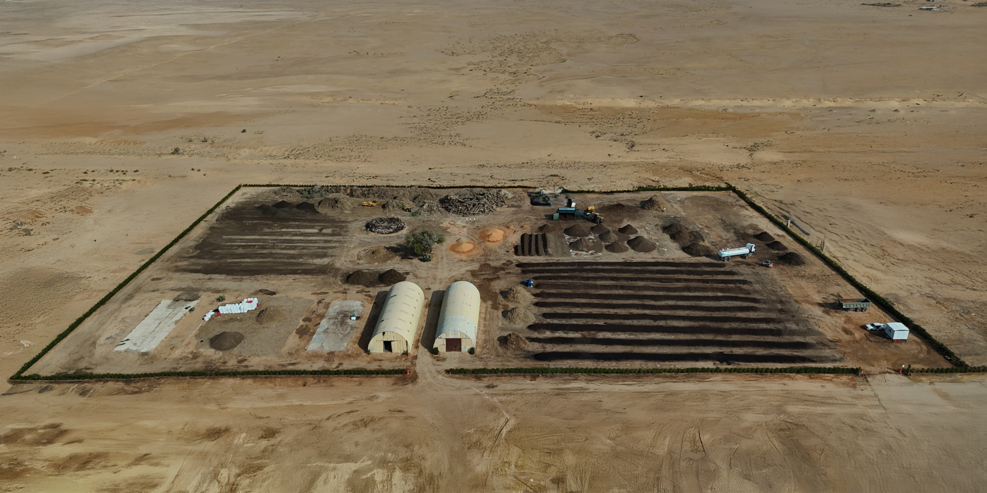 Aerial view of Mawared Baladi’s compost production facility in Riyadh