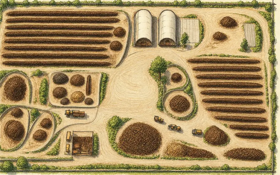 Layout of a purpose built composting facility